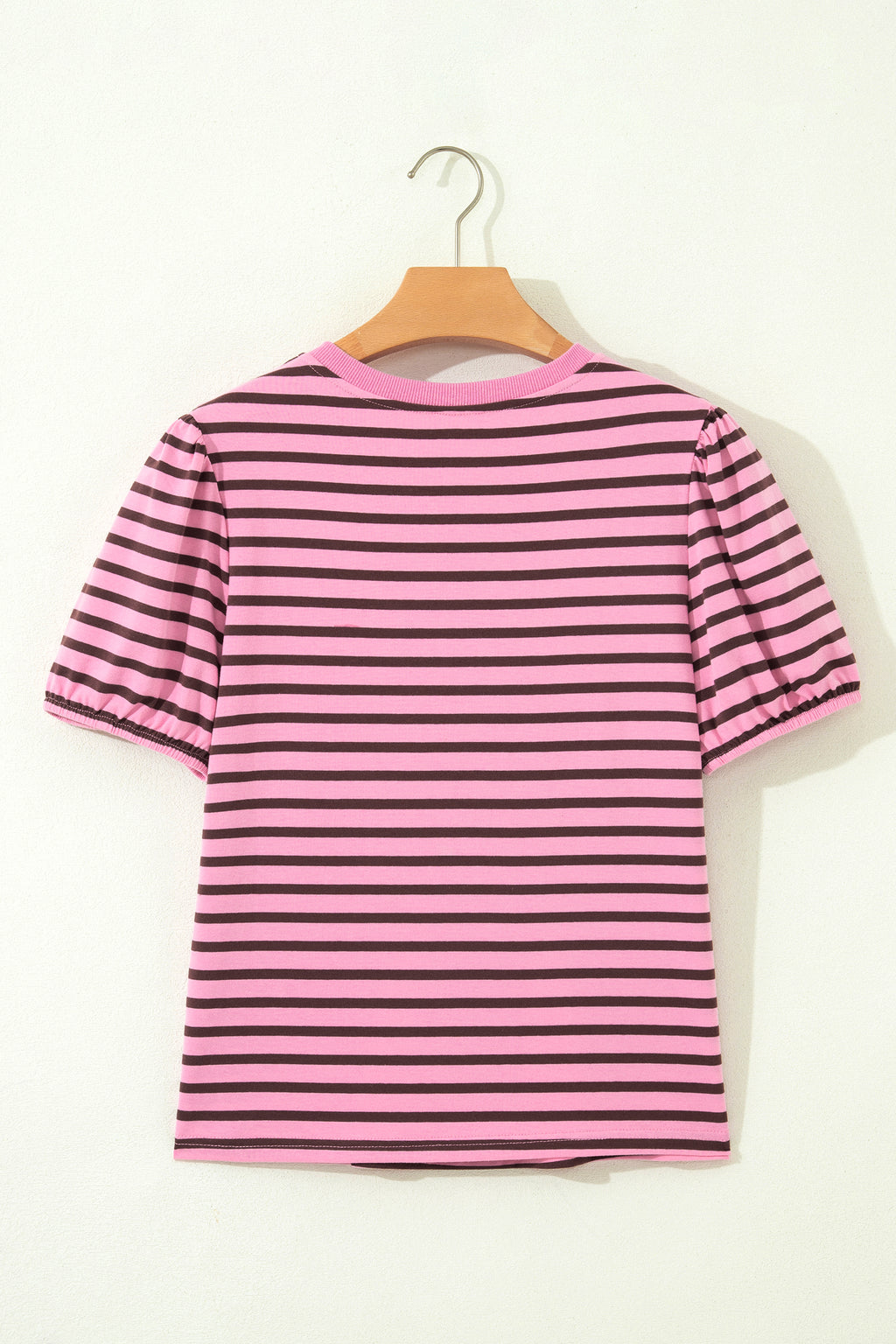 Rosy Stripe Puff Sleeve Top