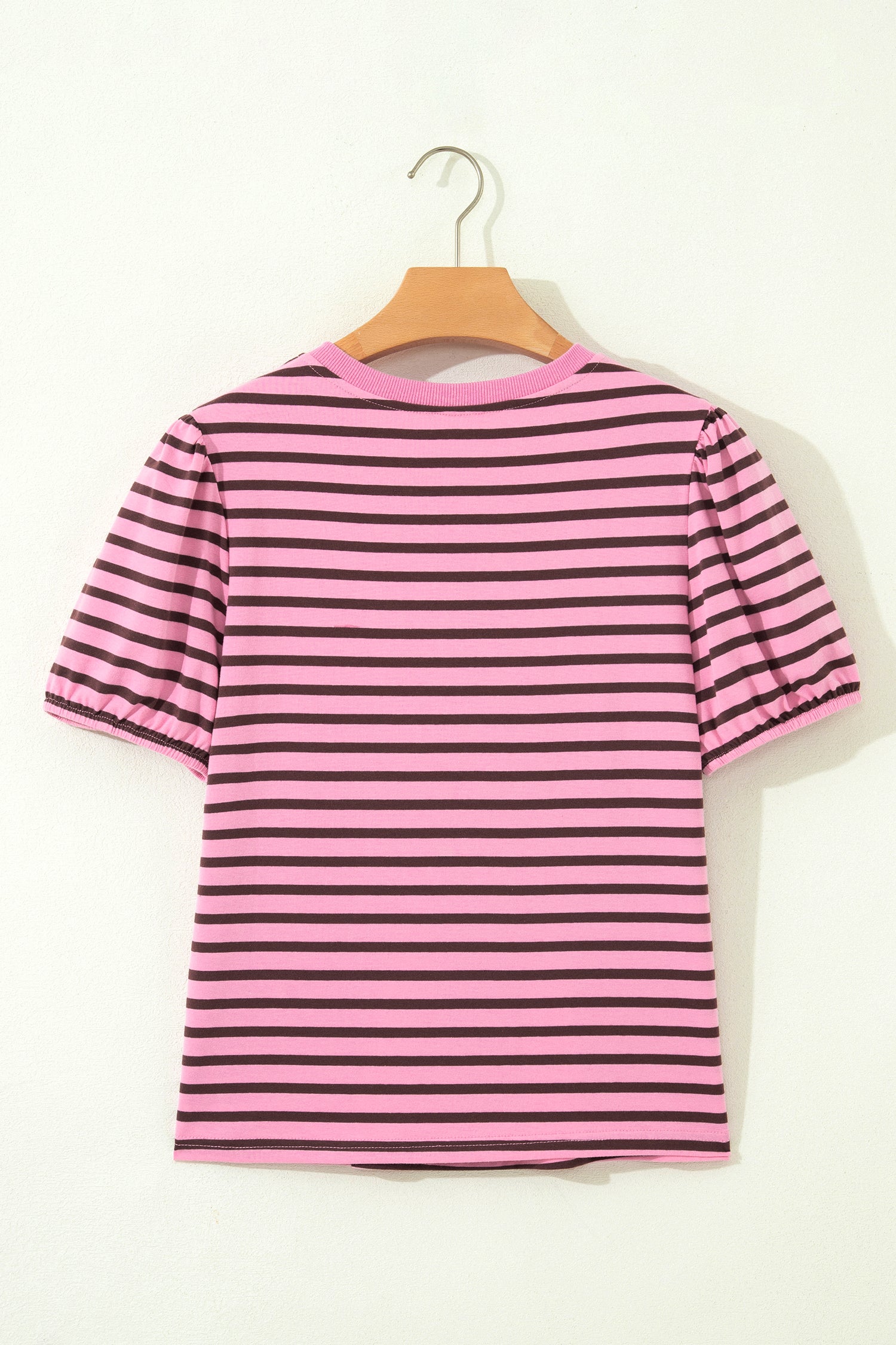 Rosy Stripe Puff Sleeve Top