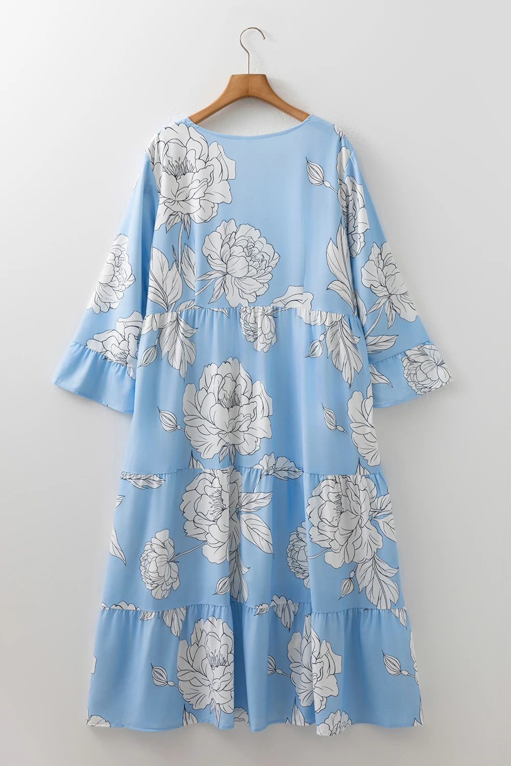 Sky Blue Floral Maxi Dress