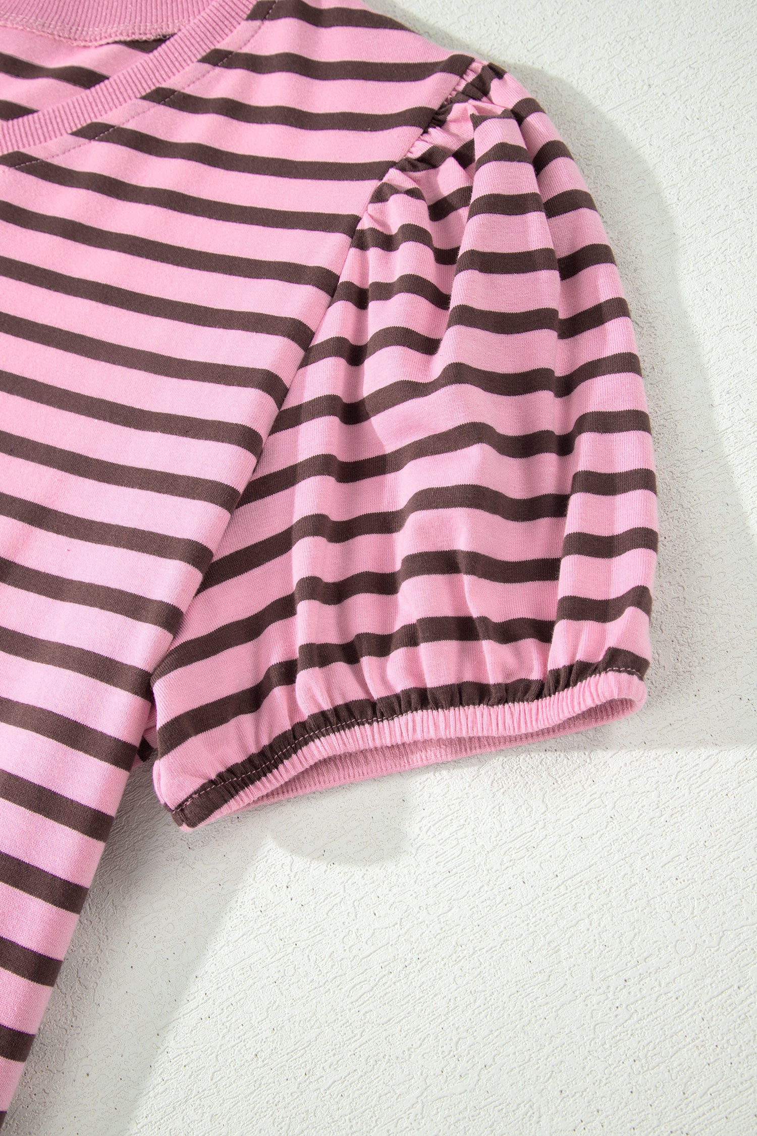Rosy Stripe Puff Sleeve Top