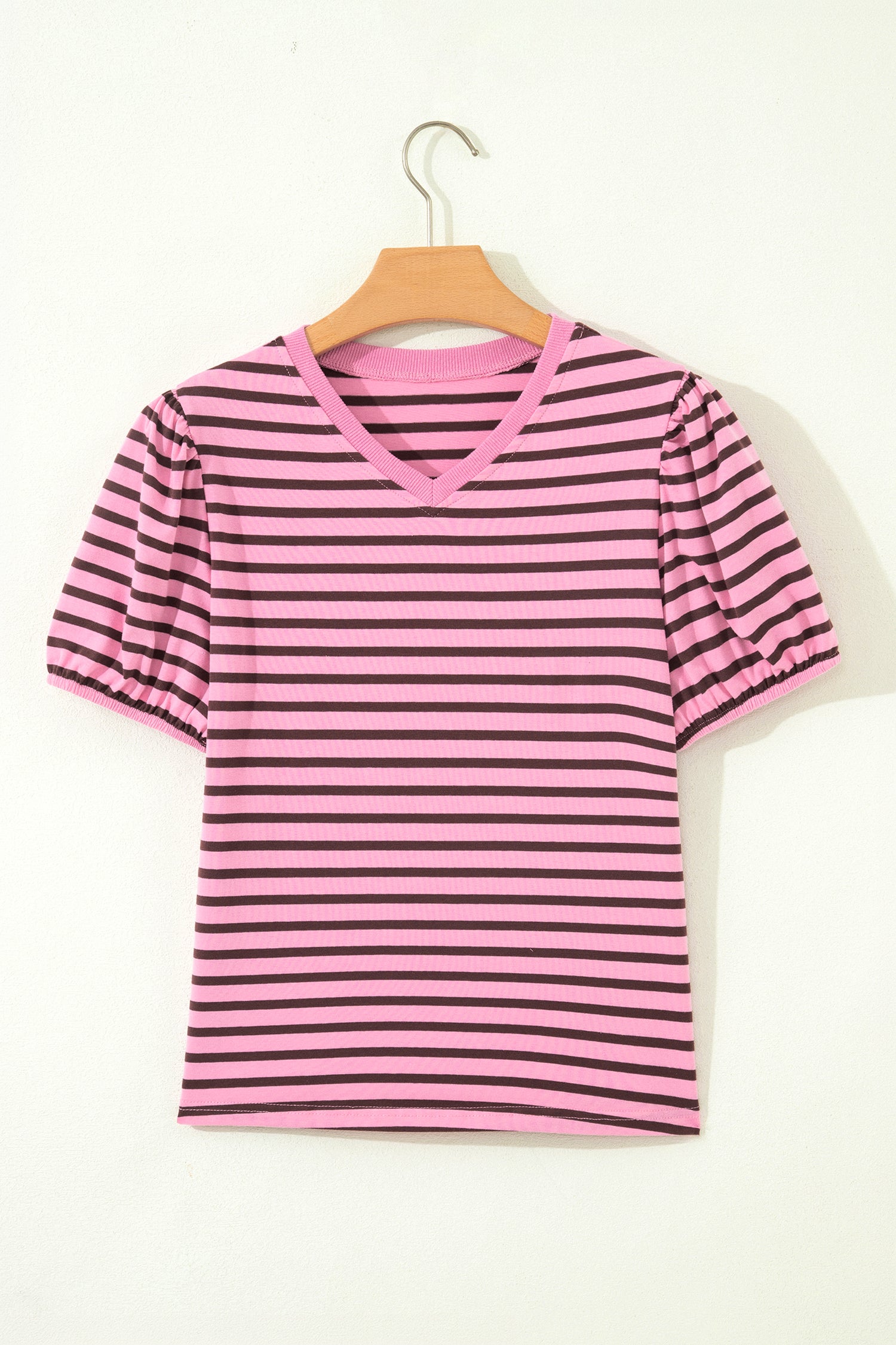Rosy Stripe Puff Sleeve Top