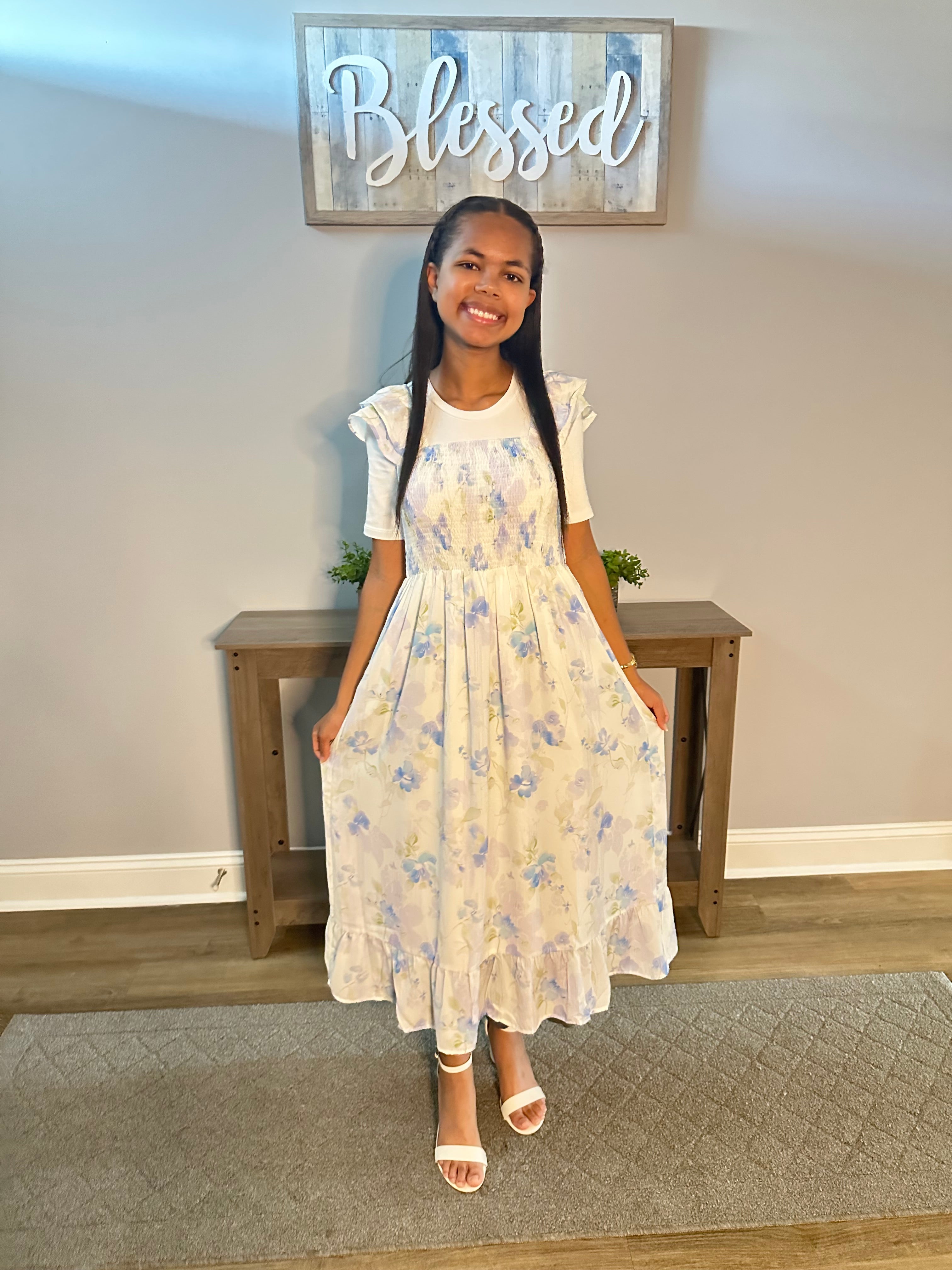 Lily Grace Blue Floral Dress