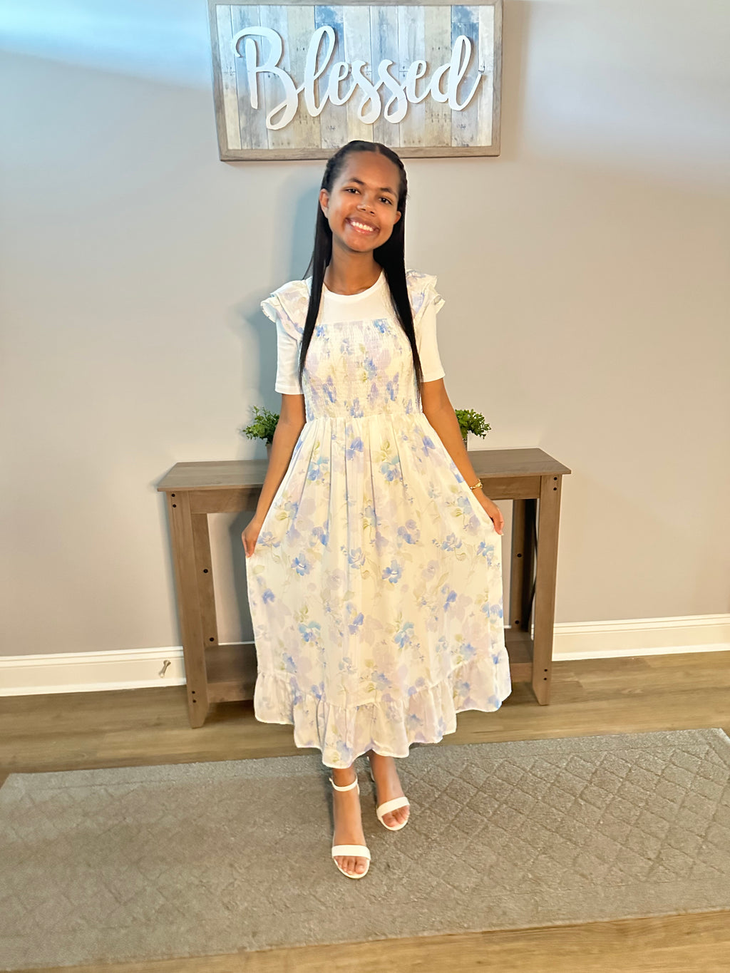 Lily Grace Blue Floral Dress