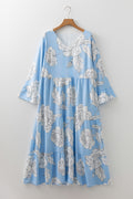 Sky Blue Floral Maxi Dress