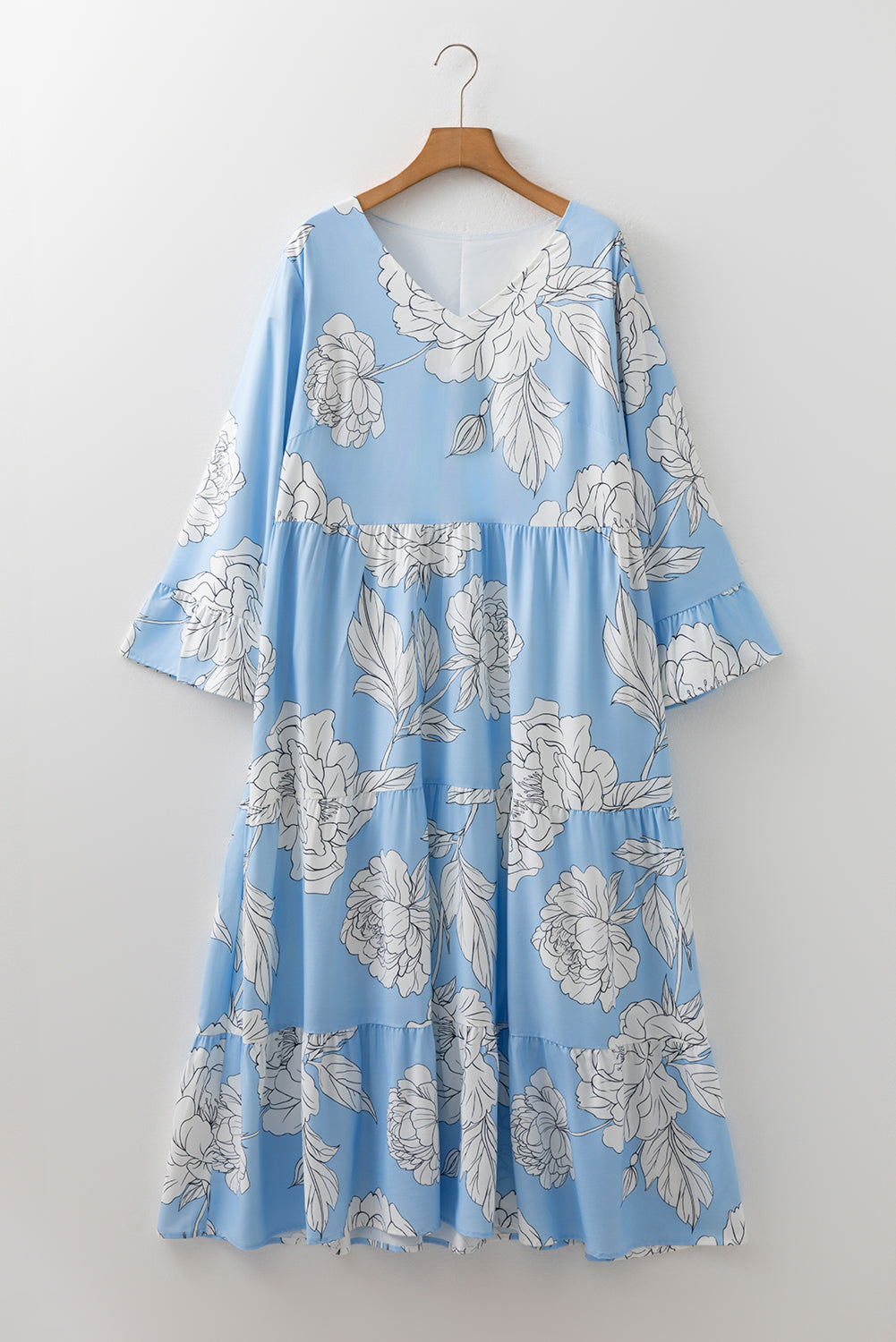 Sky Blue Floral Maxi Dress